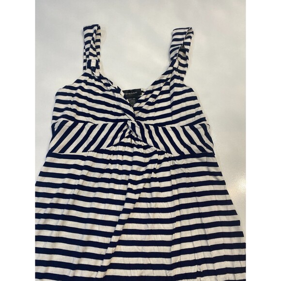 Spense Missy Size M Navy Blue and White Striped Maxi Tank Dress V-Neck - Picture 3 of 8
